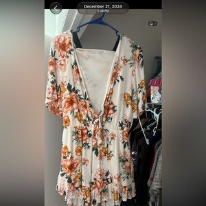 Floral V-Neck Dress with Tie Front